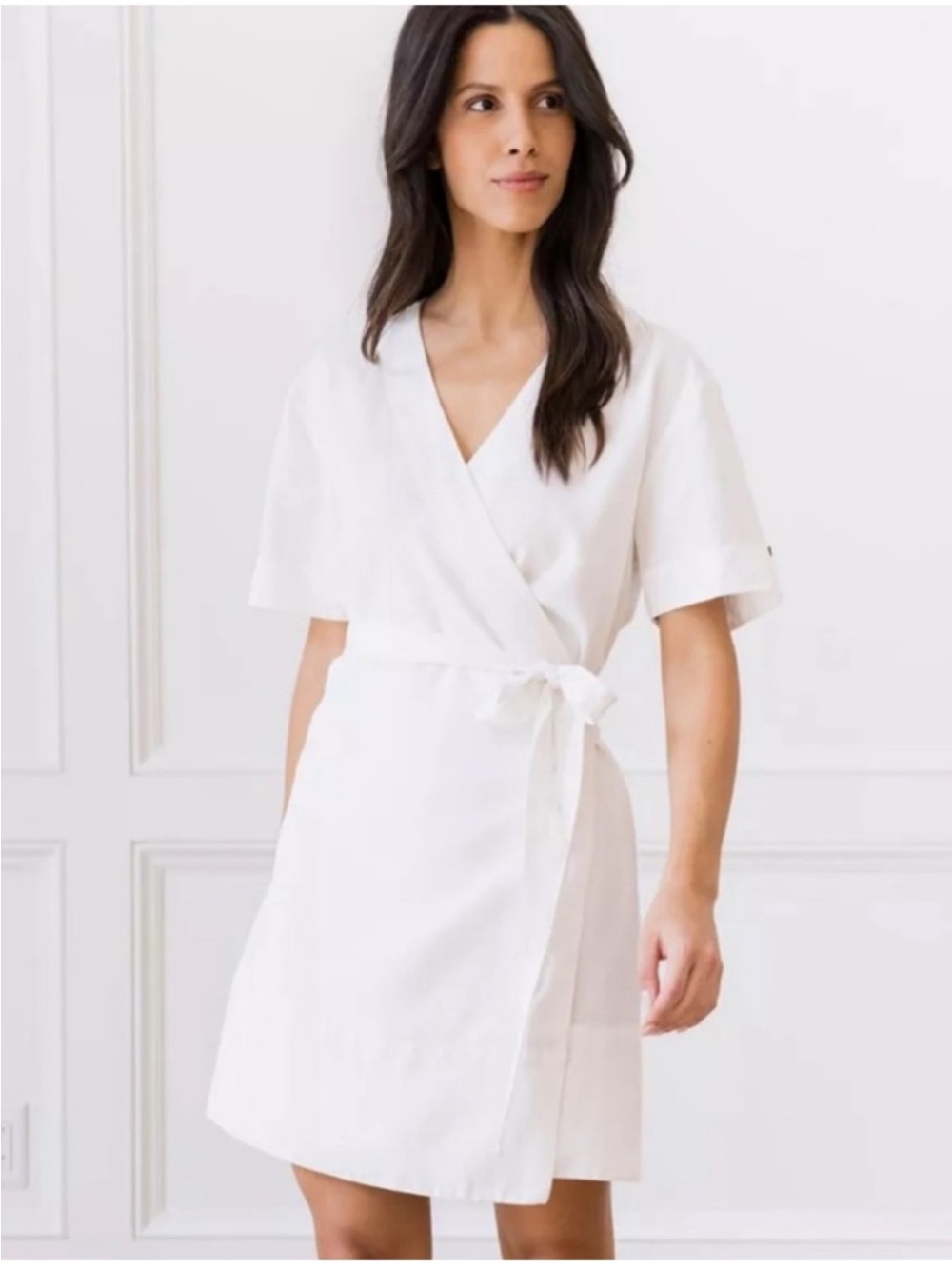Cozy Earth Women's Lived-In Linen
Wrap Dress in white size medium NEW